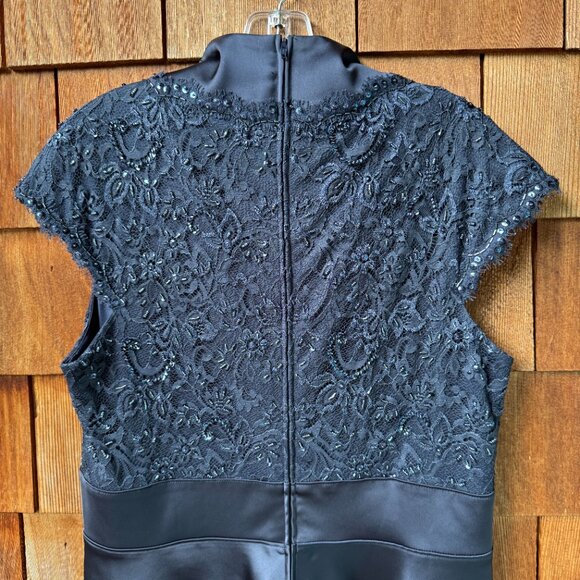 EUC Tadashi Shoji Navy Blue Cap Sleeve Lacey Cocktail Dress in Women's 16 - Picture 10 of 12